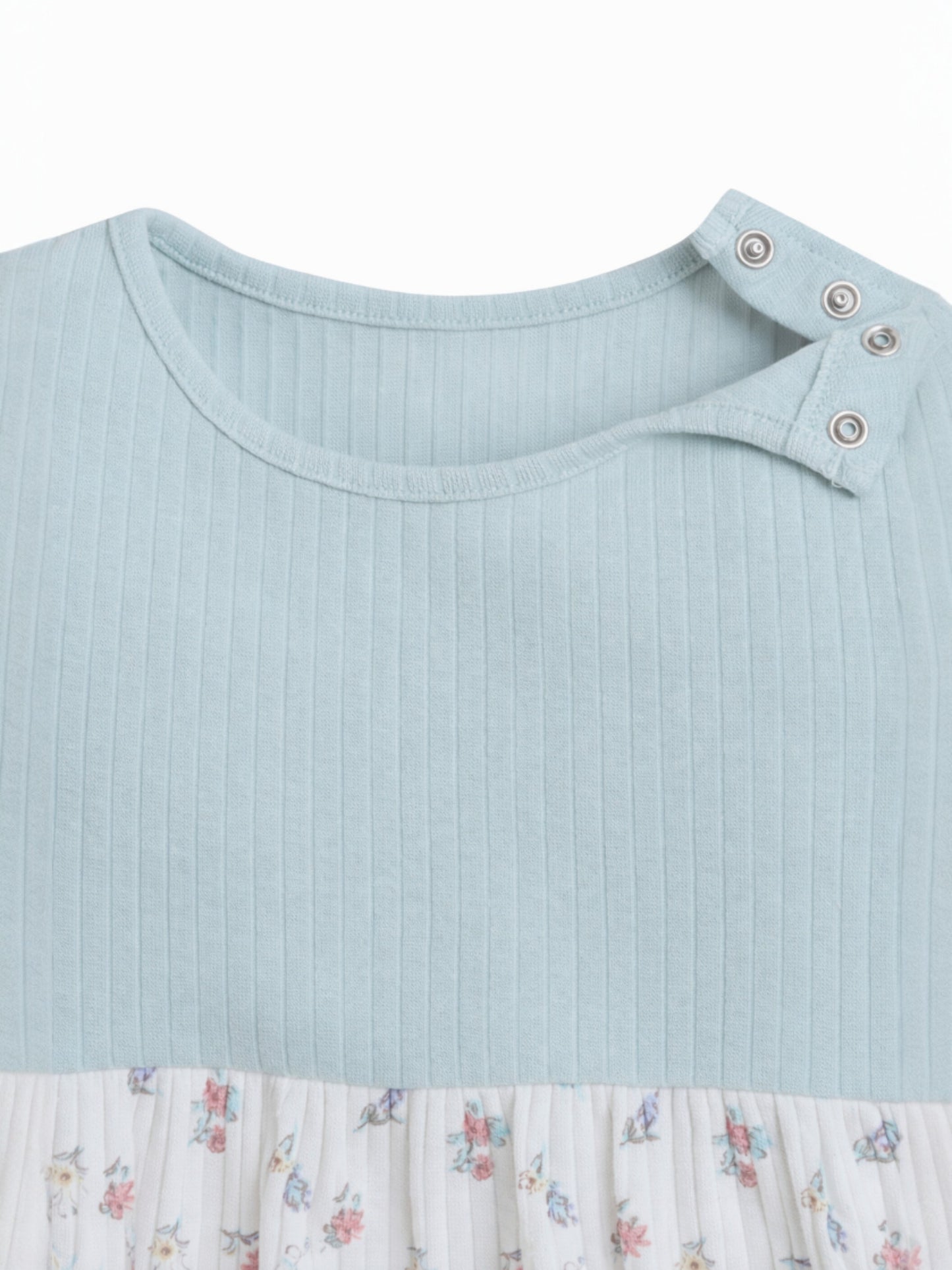 Infant Girls Drop Needle Dress with Cactus Print Skirt (Mint Stripe Top)