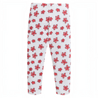victor and jane girls white leggings featuring a vibrant red floral print pattern