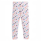 victor and jane girls leggings in light pink with a colorful polka dot pattern