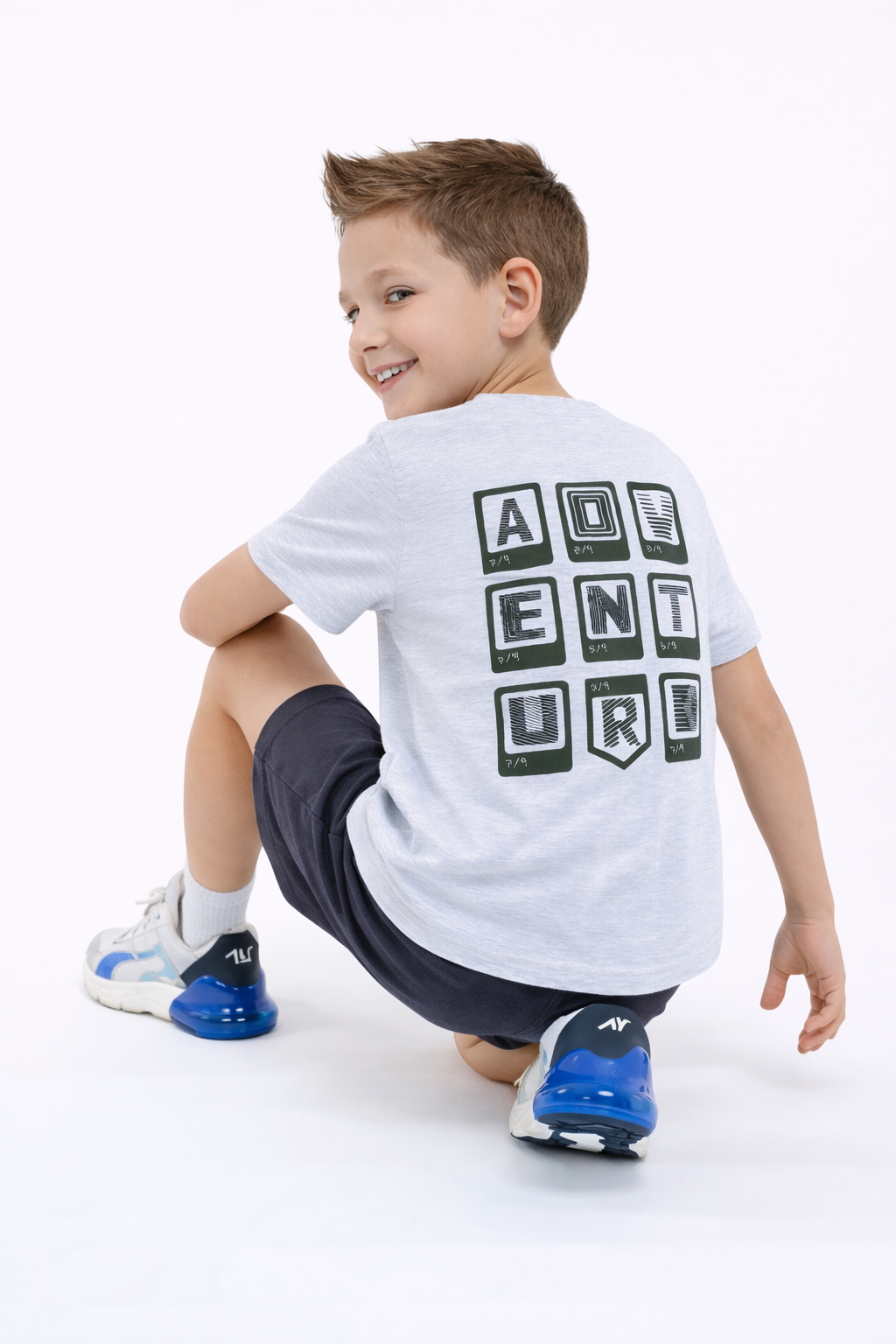 Boys Adventure Printed T-Shirt & Olive Shorts Set