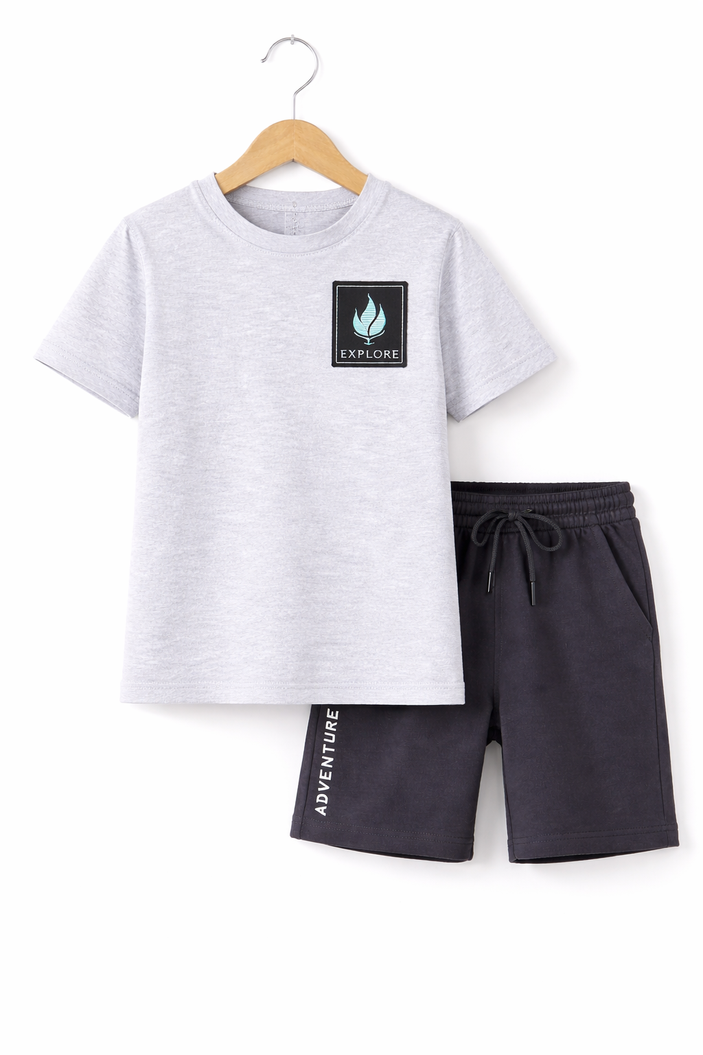 Boys Adventure Printed T-Shirt & Olive Shorts Set