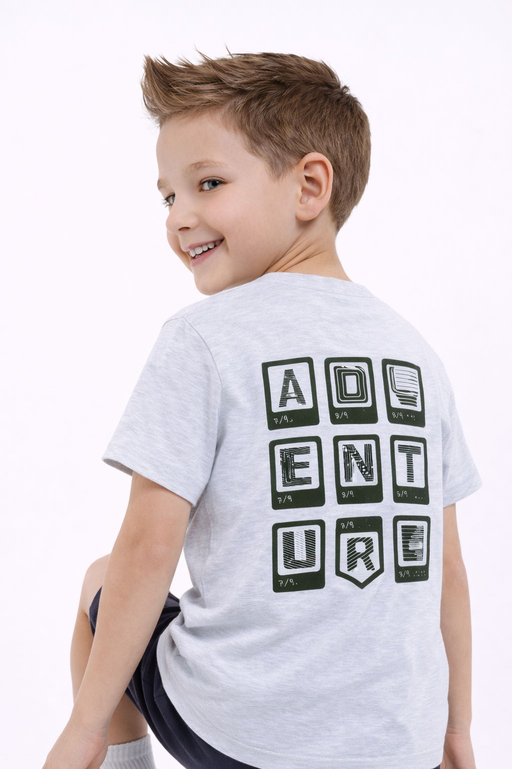 Boys Adventure Printed T-Shirt & Olive Shorts Set