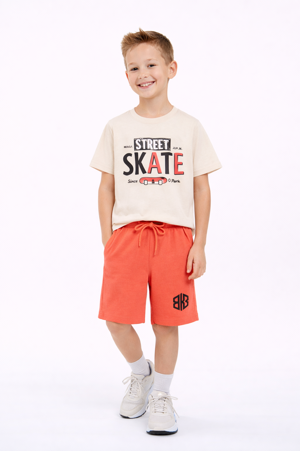 Boys Street Skate T-Shirt & Orange Shorts Set