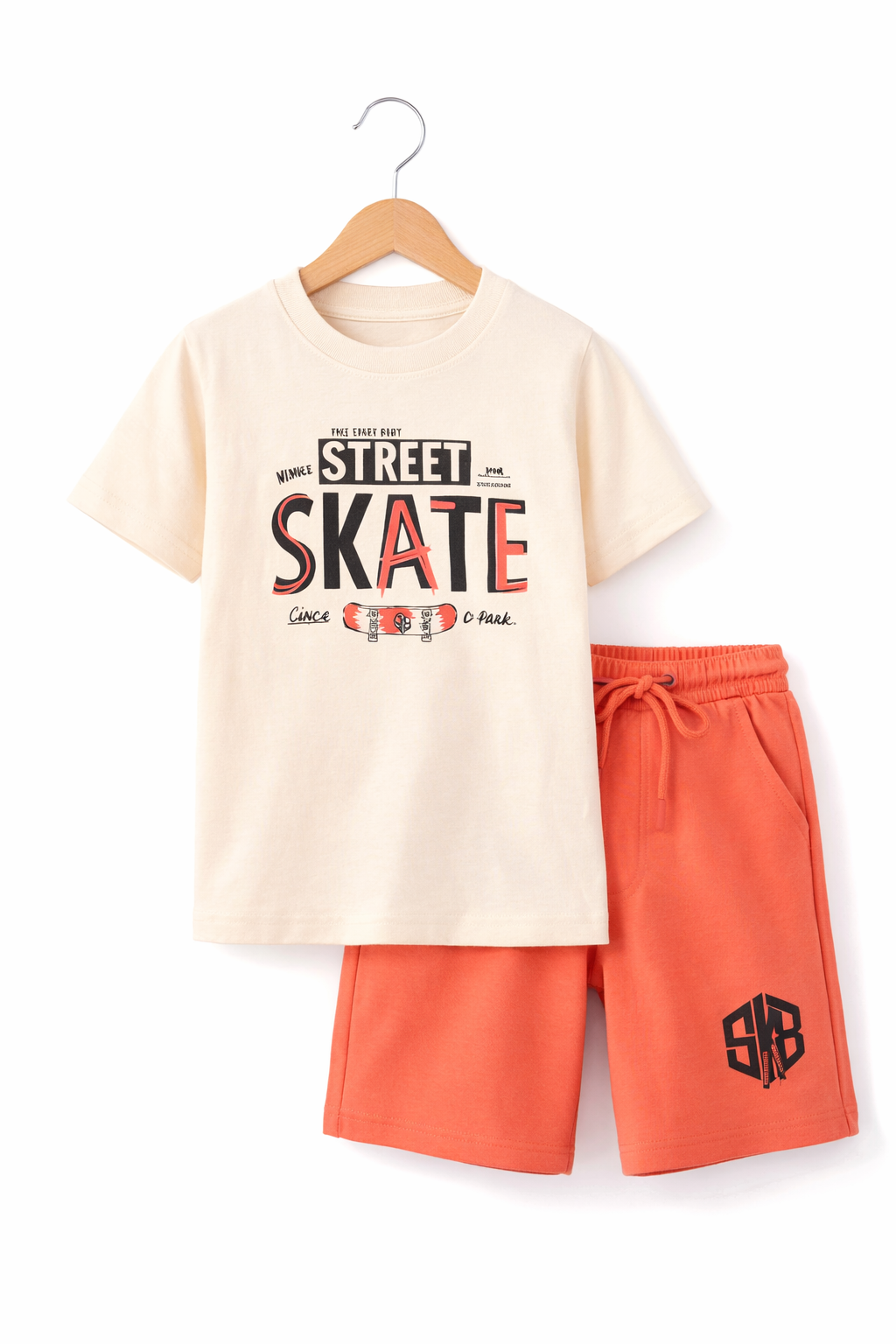 Boys Street Skate T-Shirt & Orange Shorts Set