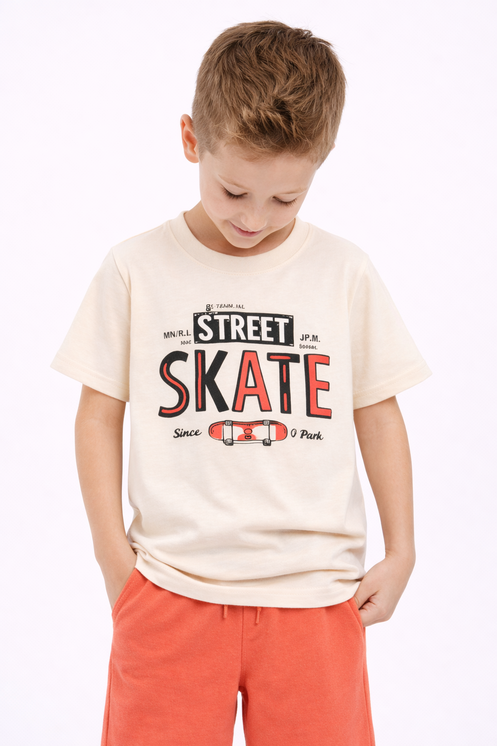 Boys Street Skate T-Shirt & Orange Shorts Set