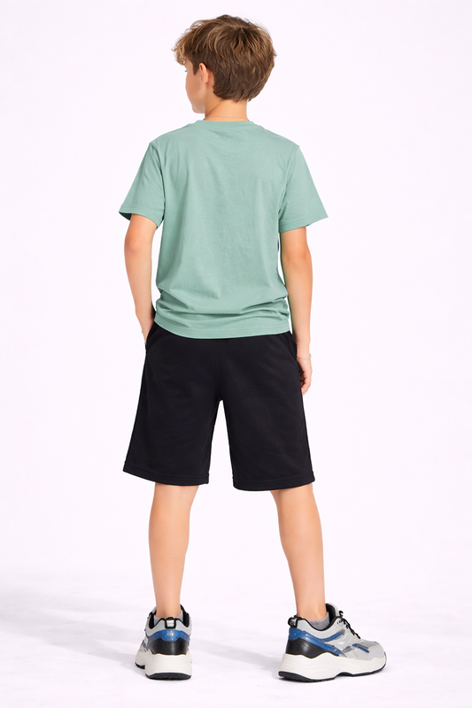 Boys Basketball Graphic T-Shirt & Black Shorts Set