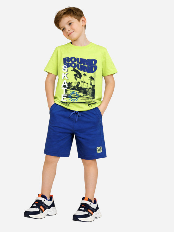 Boys Round Round Graphic T-Shirt & Blue Shorts Set