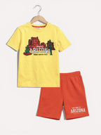 Boys Arizona Graphic T-Shirt & Rust Orange Shorts Set