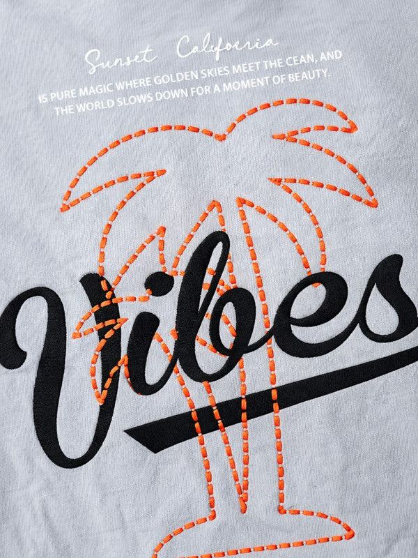 Boys Vibes Printed T-Shirt & Greyish Blue Shorts Set