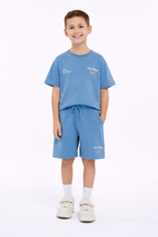 Boys Palm Runner Printed T-Shirt & Grey Shorts Set