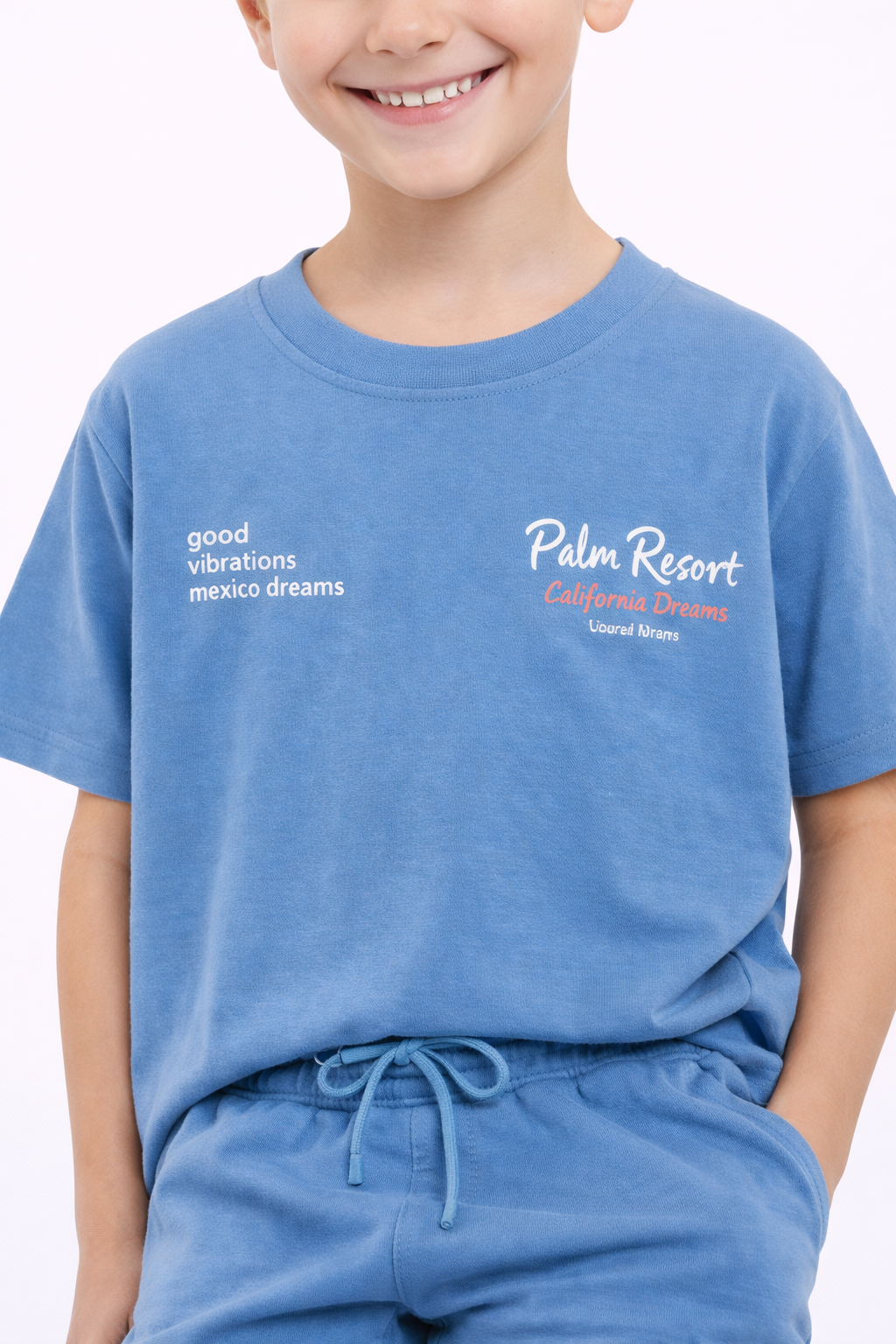 Boys Palm Runner Printed T-Shirt & Grey Shorts Set