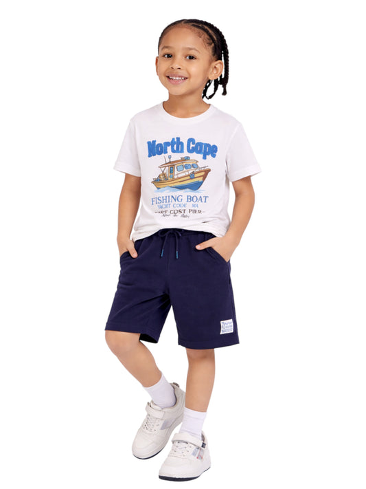 Boys North Cape Fishing Boat T-Shirt & Navy Shorts Set