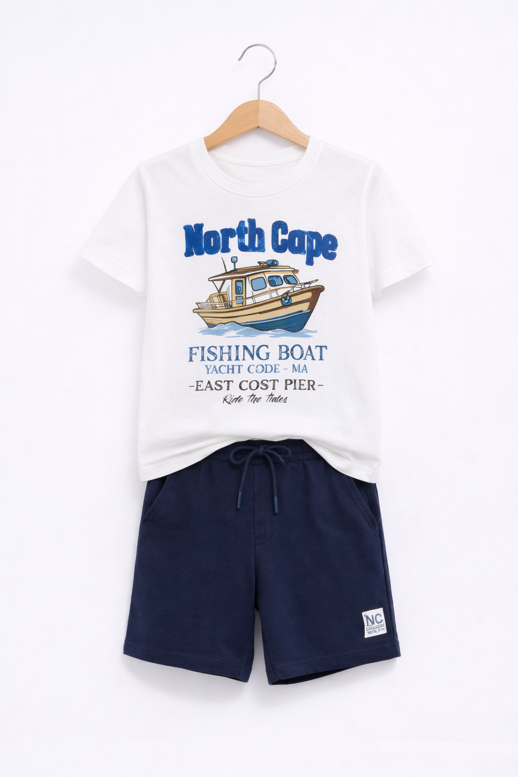 Boys North Cape Fishing Boat T-Shirt & Navy Shorts Set