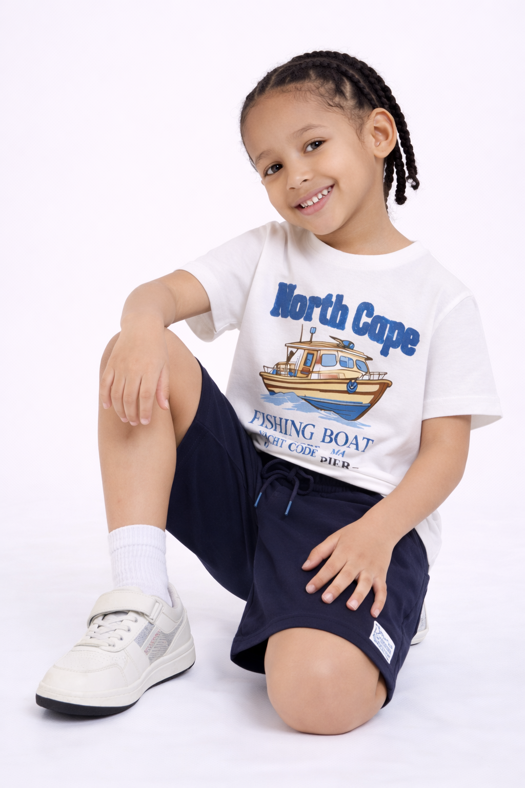 Boys North Cape Fishing Boat T-Shirt & Navy Shorts Set