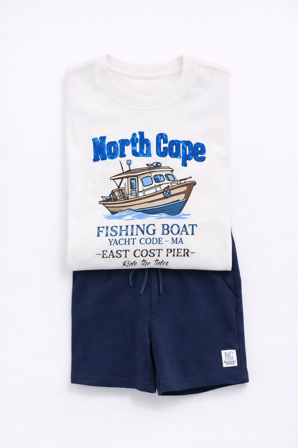 Boys North Cape Fishing Boat T-Shirt & Navy Shorts Set