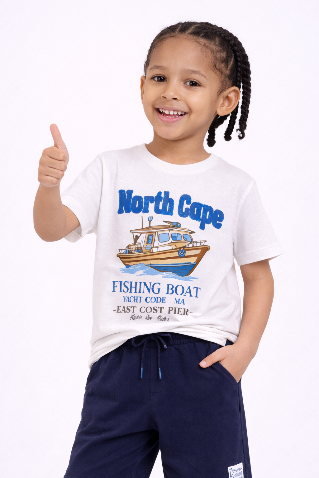 Boys North Cape Fishing Boat T-Shirt & Navy Shorts Set