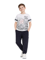 Boys Typographic Print T-Shirt & Navy Cargo Joggers Set