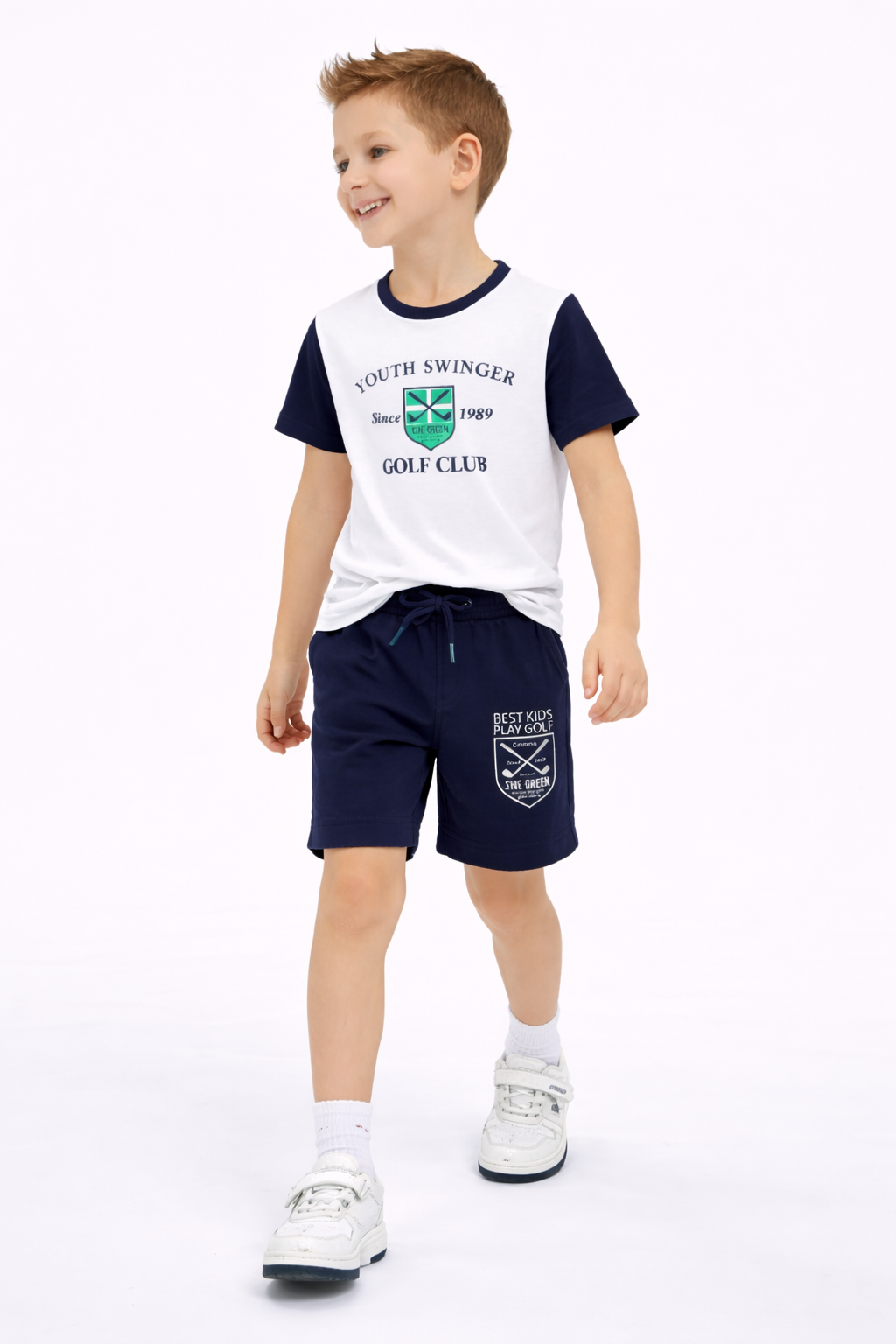 Boys Golf Club Printed T-Shirt & Navy Shorts Set