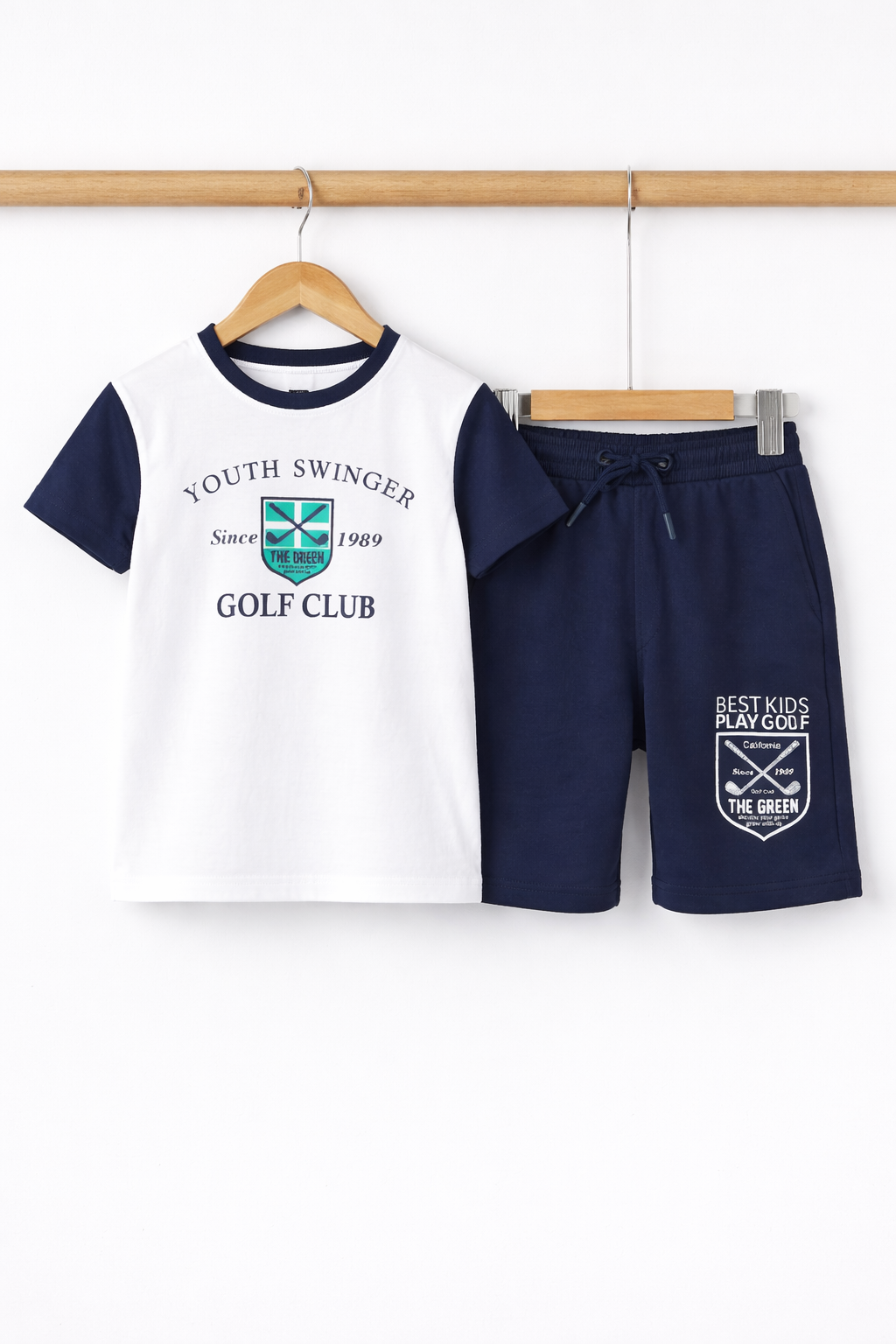 Boys Golf Club Printed T-Shirt & Navy Shorts Set