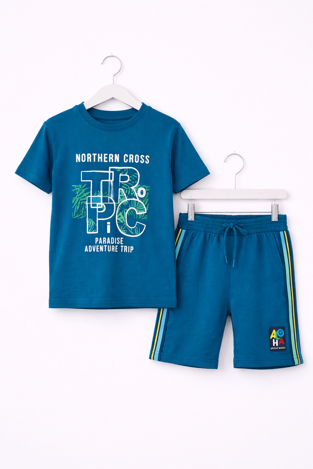 Boys JR Athletics Printed T-Shirt & Navy Shorts Set