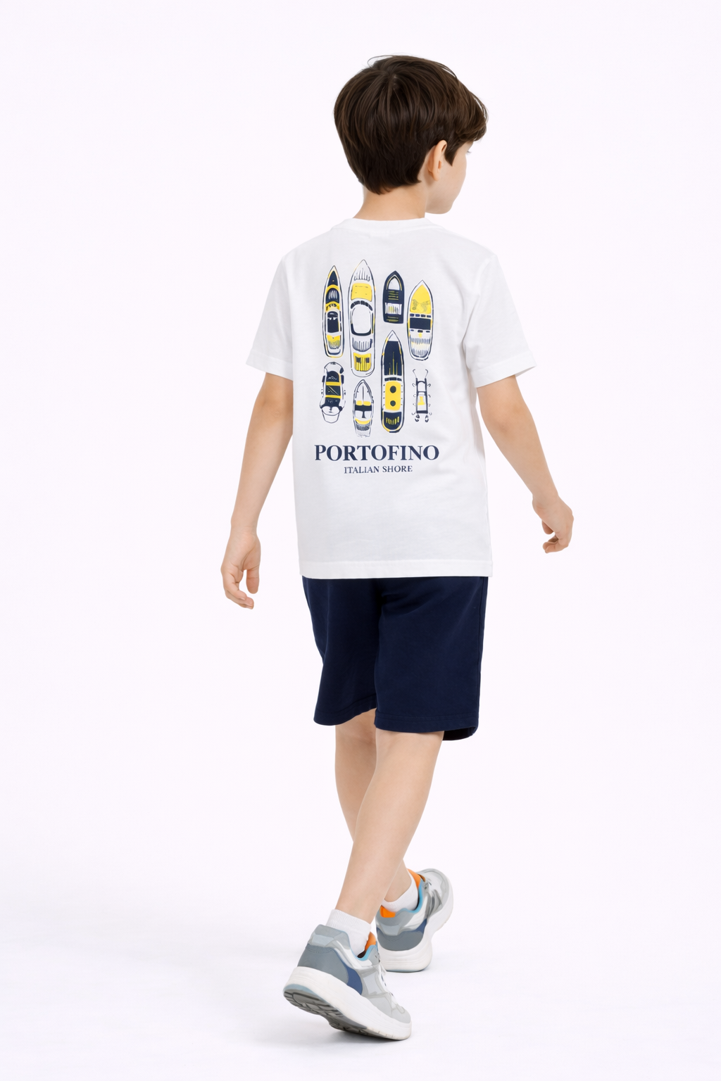 Boys Portofino Surfboard Printed T-Shirt & Navy Shorts Set