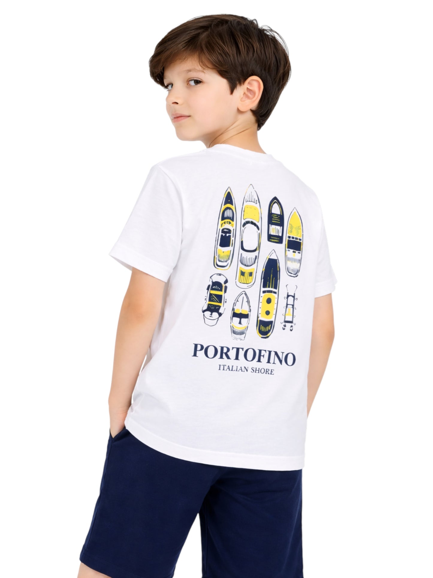 Boys Portofino Surfboard Printed T-Shirt & Navy Shorts Set