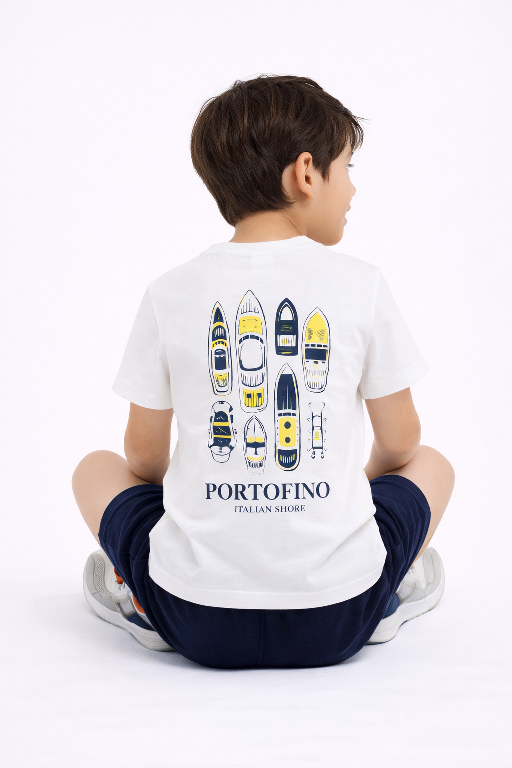 Boys Portofino Surfboard Printed T-Shirt & Navy Shorts Set