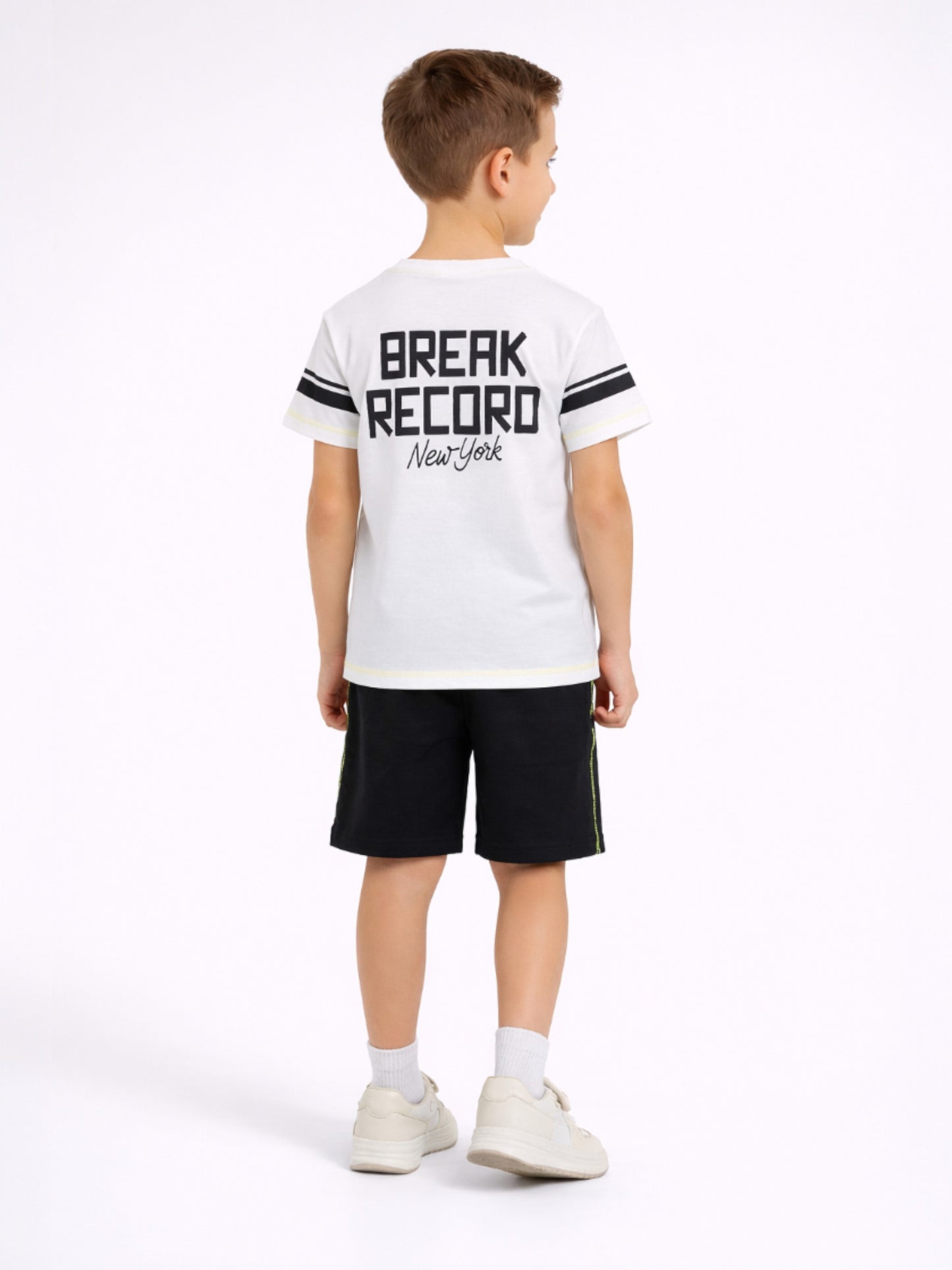 Boys Break Record New York T-Shirt & Black Shorts Set