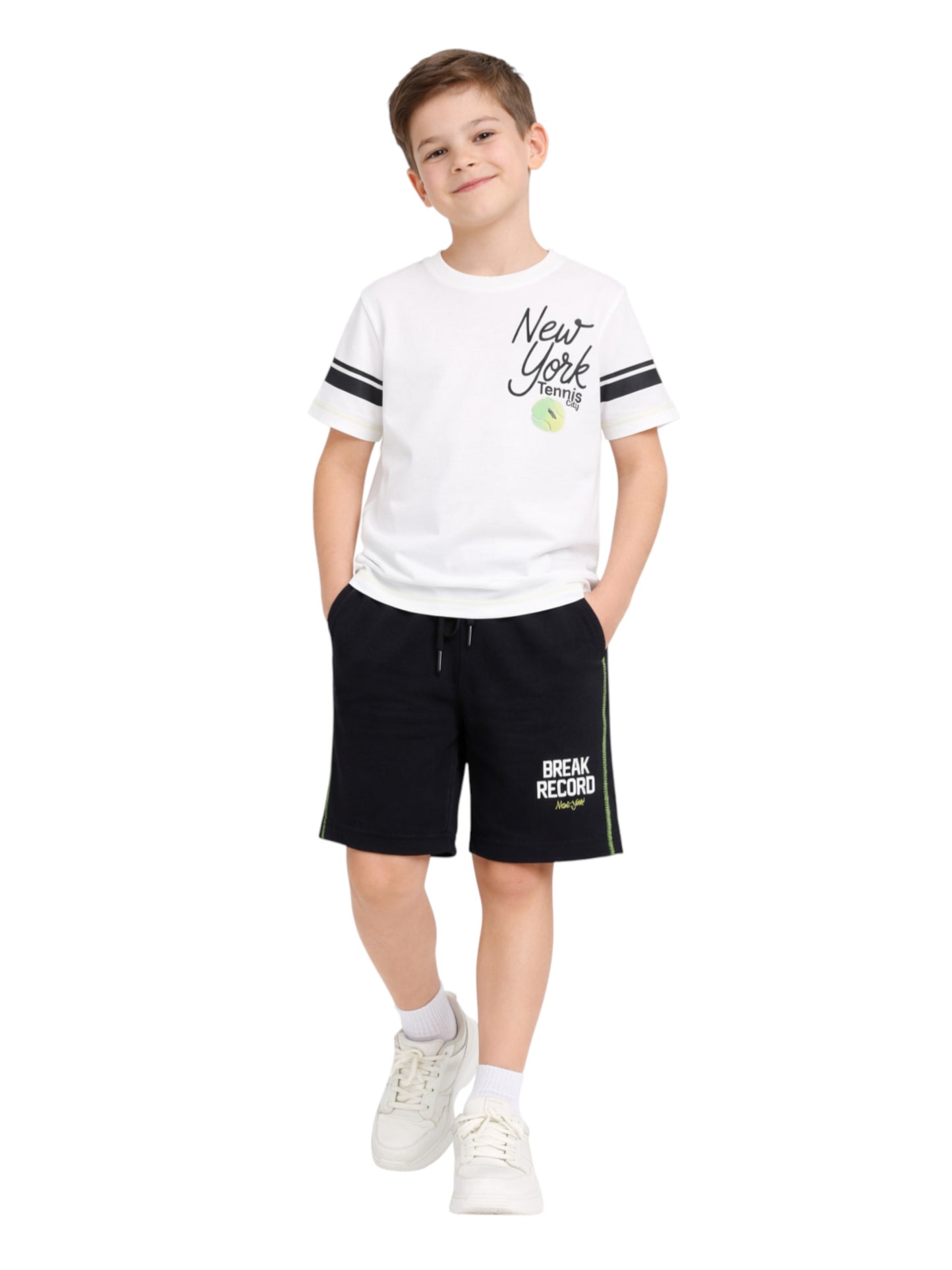 Boys Break Record New York T-Shirt & Black Shorts Set