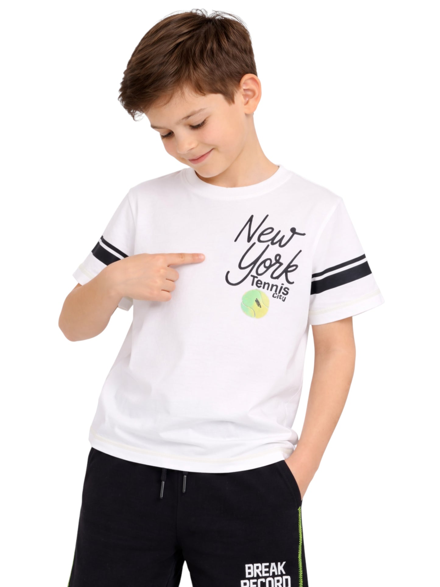 Boys Break Record New York T-Shirt & Black Shorts Set