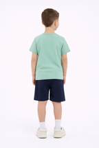 Boys Vacation Printed T-Shirt & Navy Shorts Set