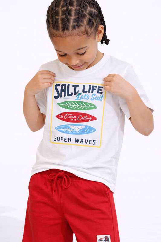 Boys Surf Life Printed T-Shirt & Red Shorts Set