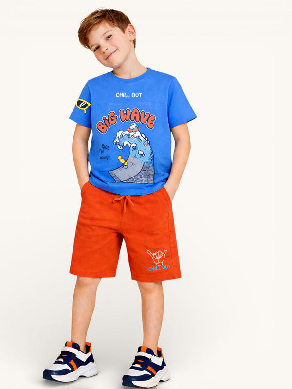 Boys Surfing Wave T-Shirt & Orange Shorts Set