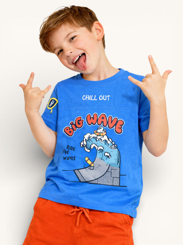 Boys Surfing Wave T-Shirt & Orange Shorts Set