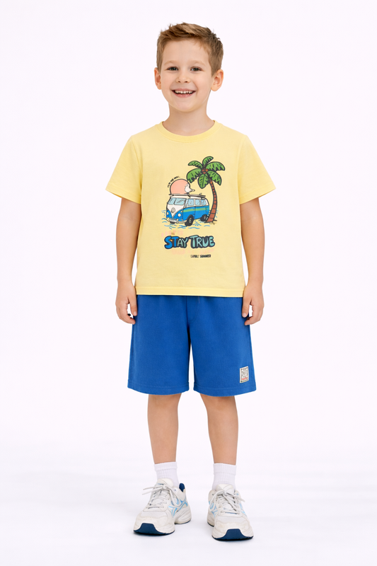 Boys Sunset Ride T-Shirt & Blue Shorts Set