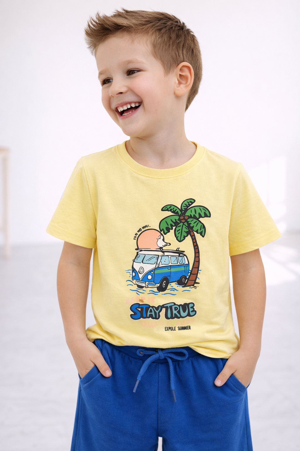 Boys Sunset Ride T-Shirt & Blue Shorts Set
