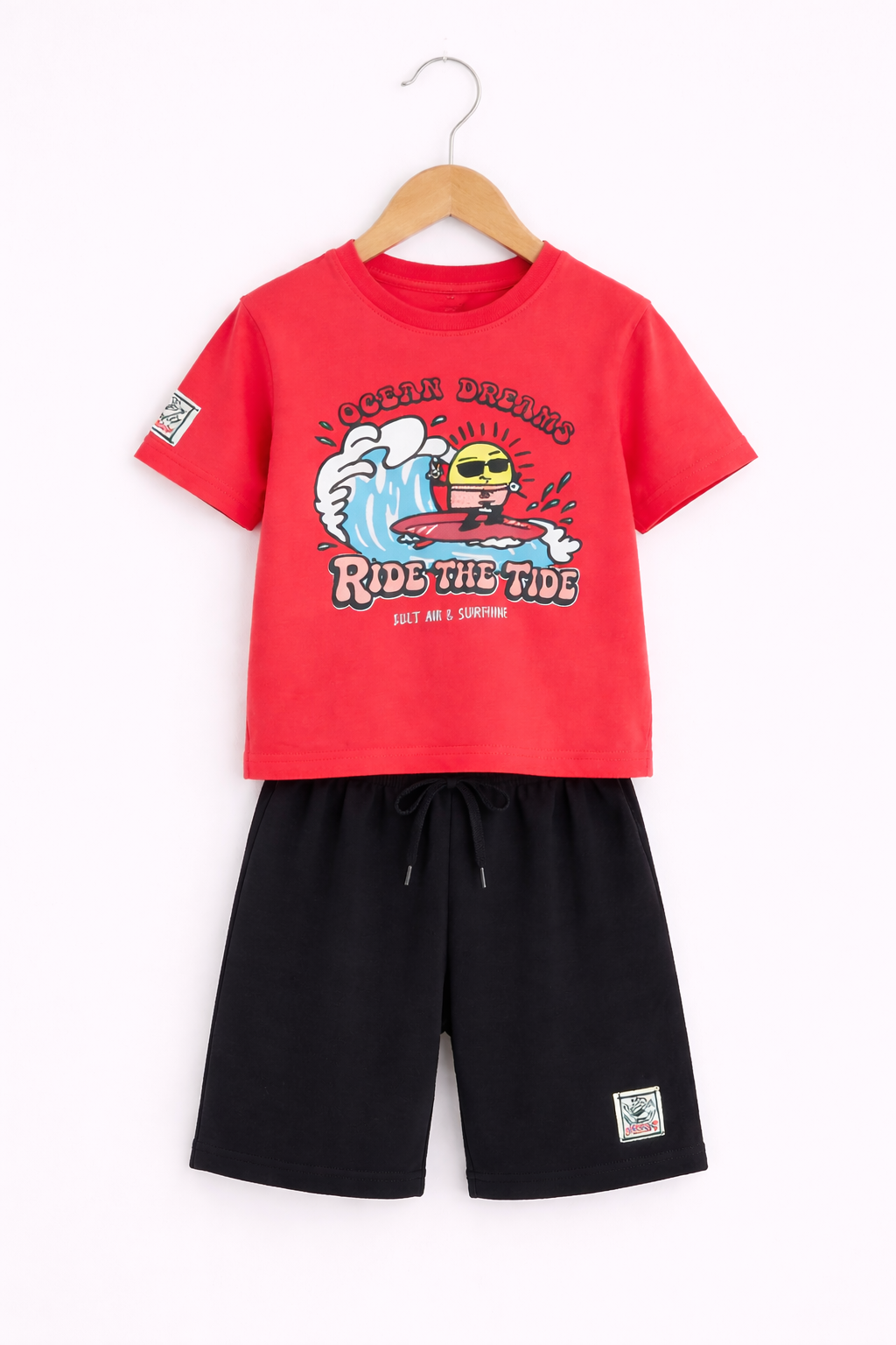 Boys Good Day Printed T-Shirt & Black Shorts Set