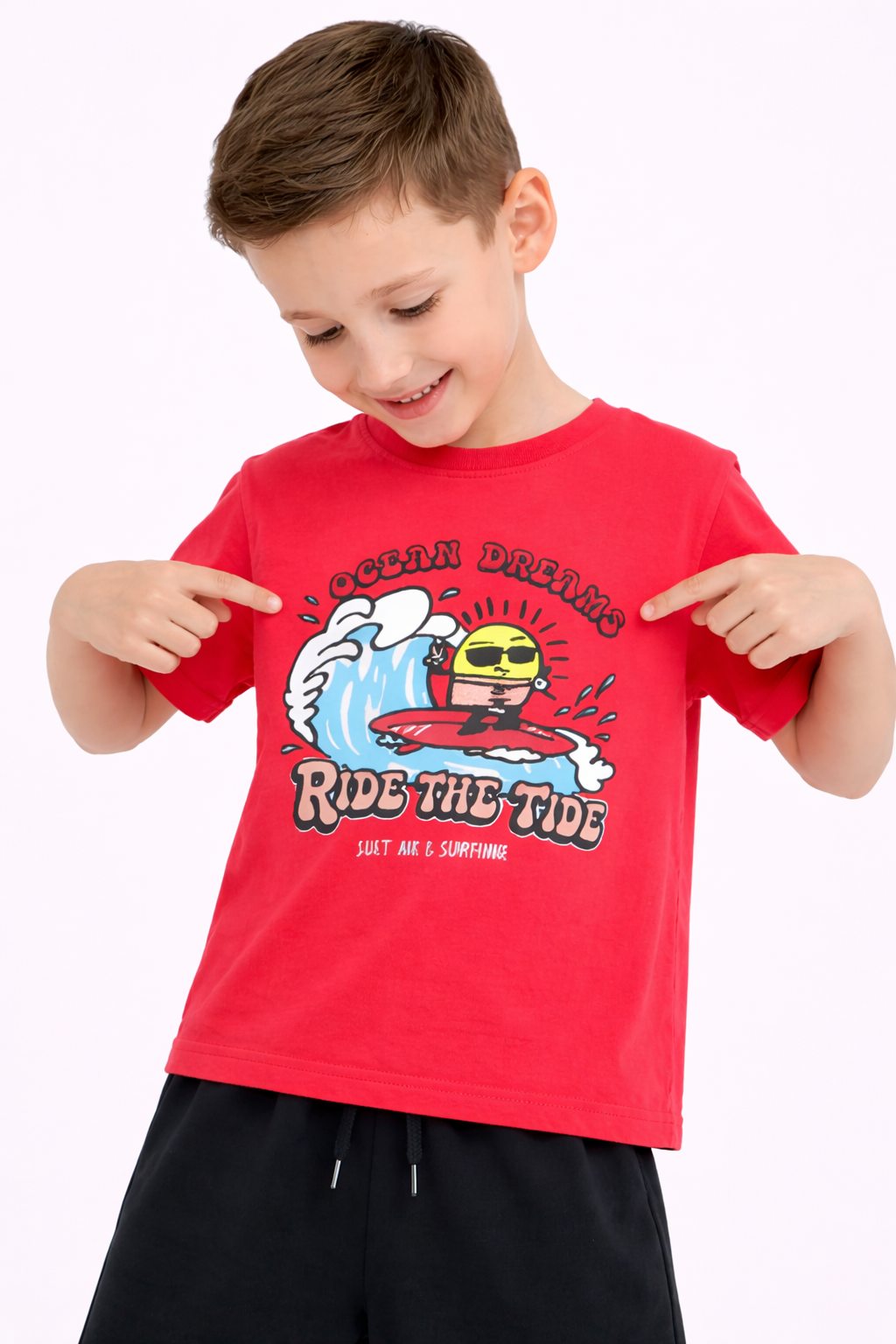 Boys Good Day Printed T-Shirt & Black Shorts Set