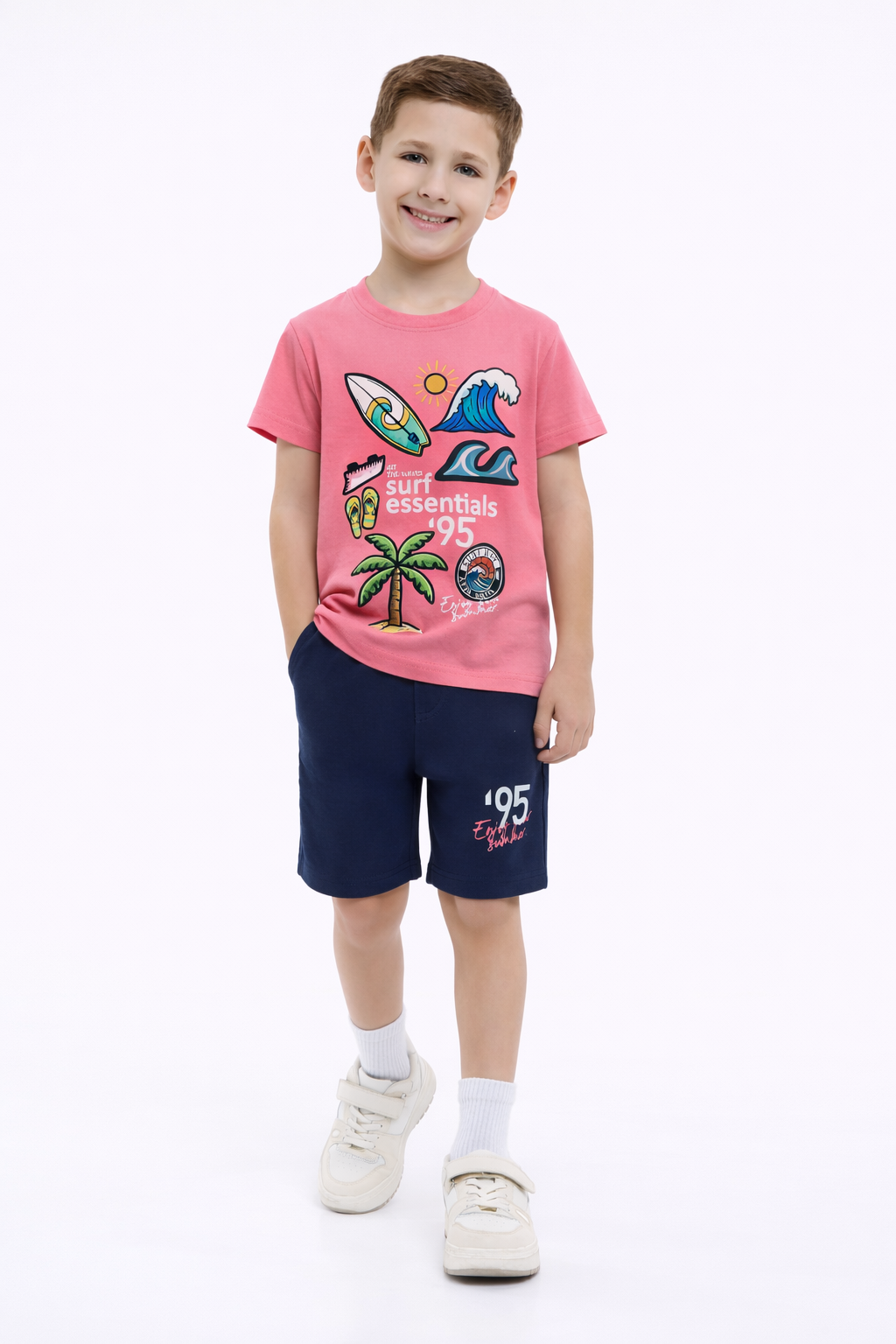 Boys Surf Essentials T-Shirt & Green Shorts Set