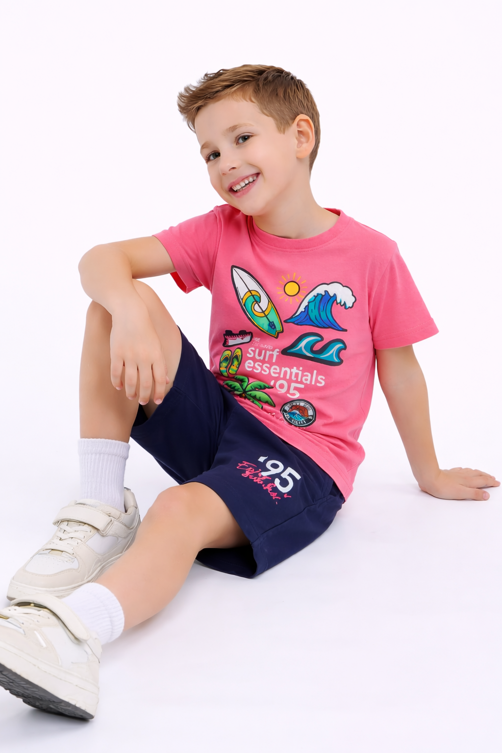 Boys Surf Essentials T-Shirt & Green Shorts Set
