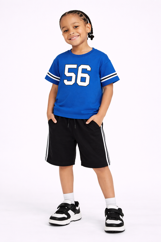 Boys California 56 Jersey T-Shirt & Black Shorts Set