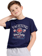 Boys Yachting Printed T-Shirt & Grey Terry Joggers Set