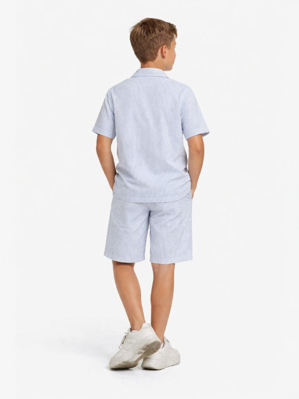 Boys Striped Shirt Shorts Set