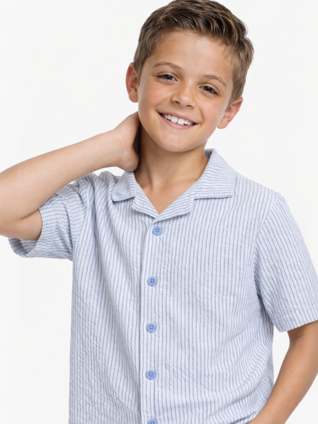 Boys Striped Shirt Shorts Set