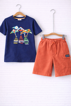 Boys’ 2-Piece Set “ Mountain Graphic T-Shirt & Textured Shorts