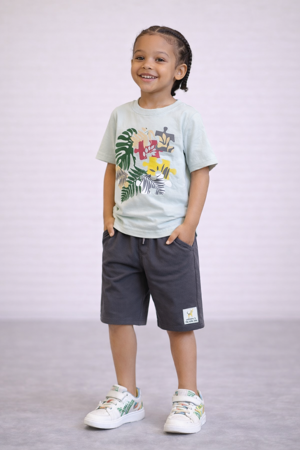 Boys’ 2-Piece Set “ Tropical Graphic T-Shirt & Bermuda Shorts