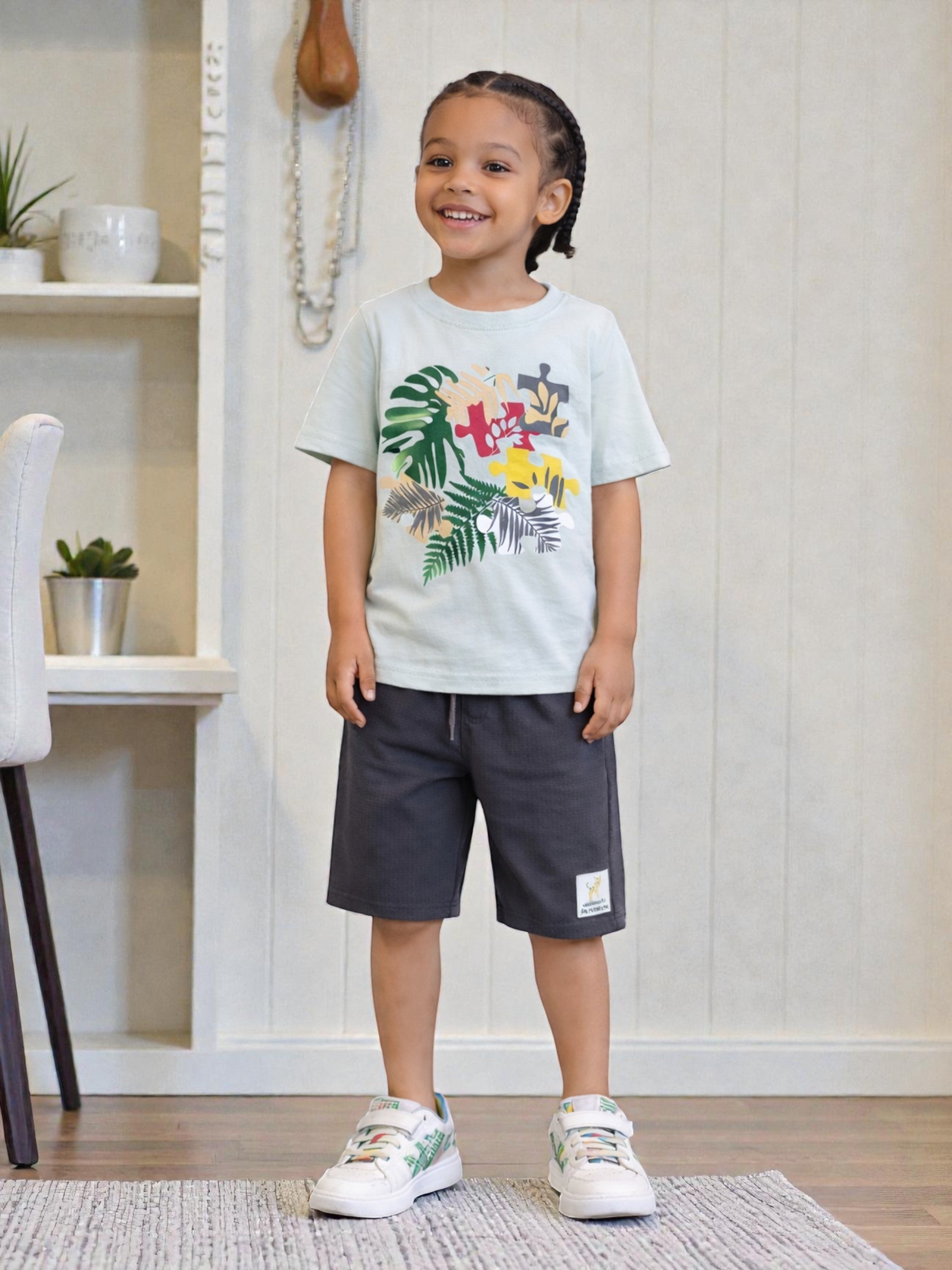 Boys’ 2-Piece Set “ Tropical Graphic T-Shirt & Bermuda Shorts