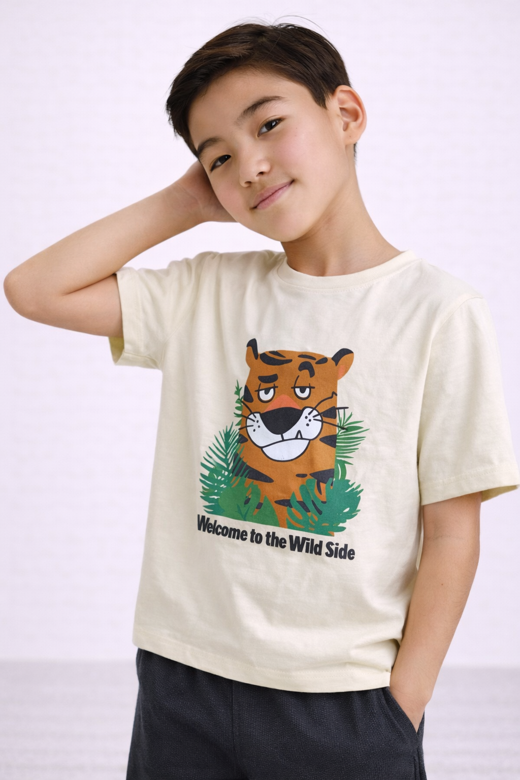Boys’ 2-Piece Set “ Tiger Graphic T-Shirt (Front & Back Print) & Shorts