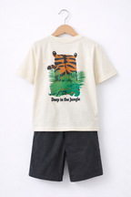 Boys’ 2-Piece Set “ Tiger Graphic T-Shirt (Front & Back Print) & Shorts