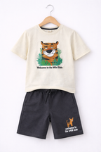 Boys’ 2-Piece Set “ Tiger Graphic T-Shirt (Front & Back Print) & Shorts